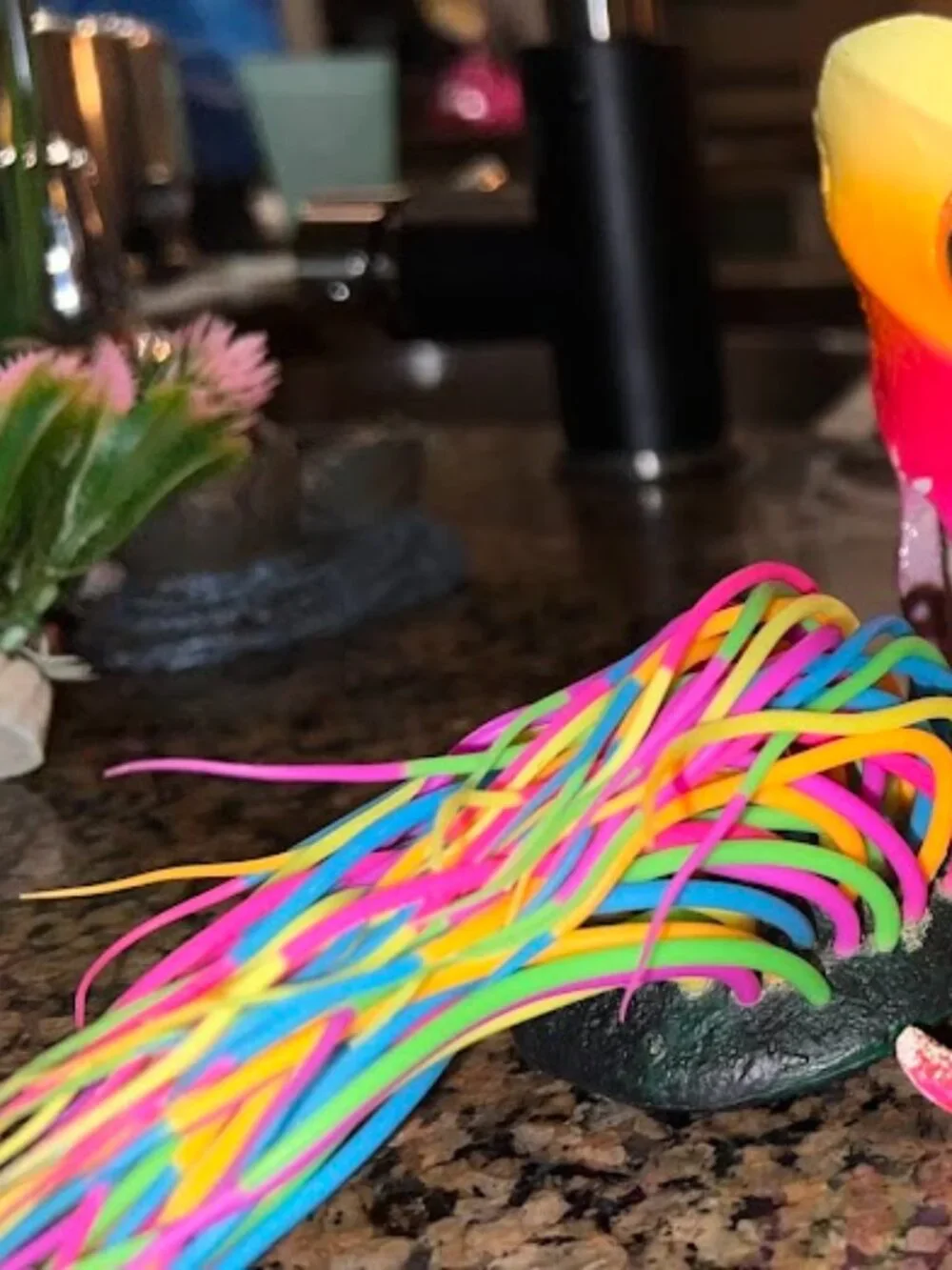 4 piece set, brightly colored fish tank decorations